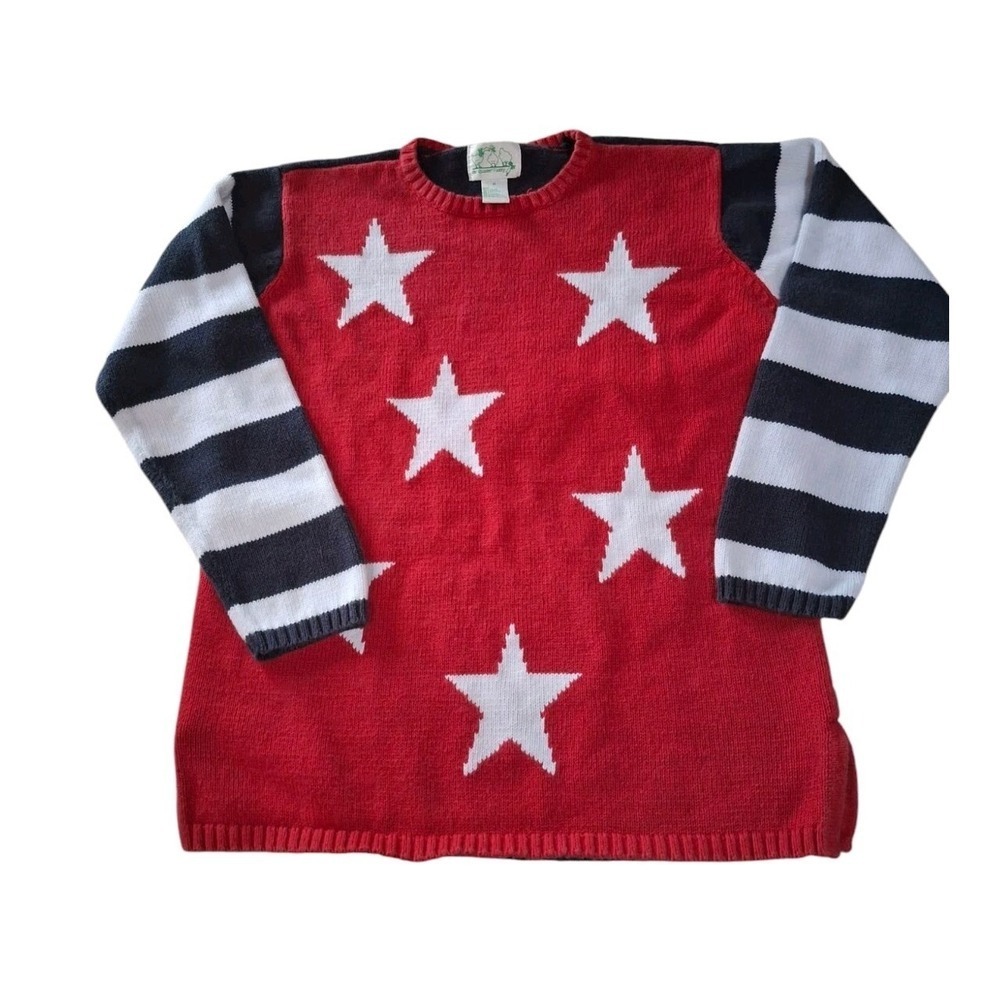 Rare Quacker Factory Stars And Stripes Sweater Patriotic July 4th Medium - Picture 3 of 5